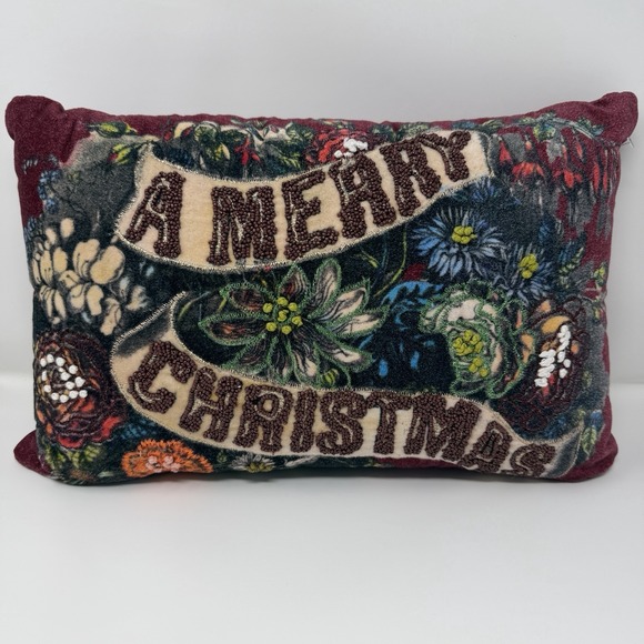 John Derian for Target 18"x12" Merry Christmas Floral Pillow ▪︎ NO TAG 🟣 - Picture 8 of 8